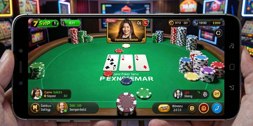 Tampilan gameplay <strong>7SVIP</strong> yang menarik dan penuh aksi poker.