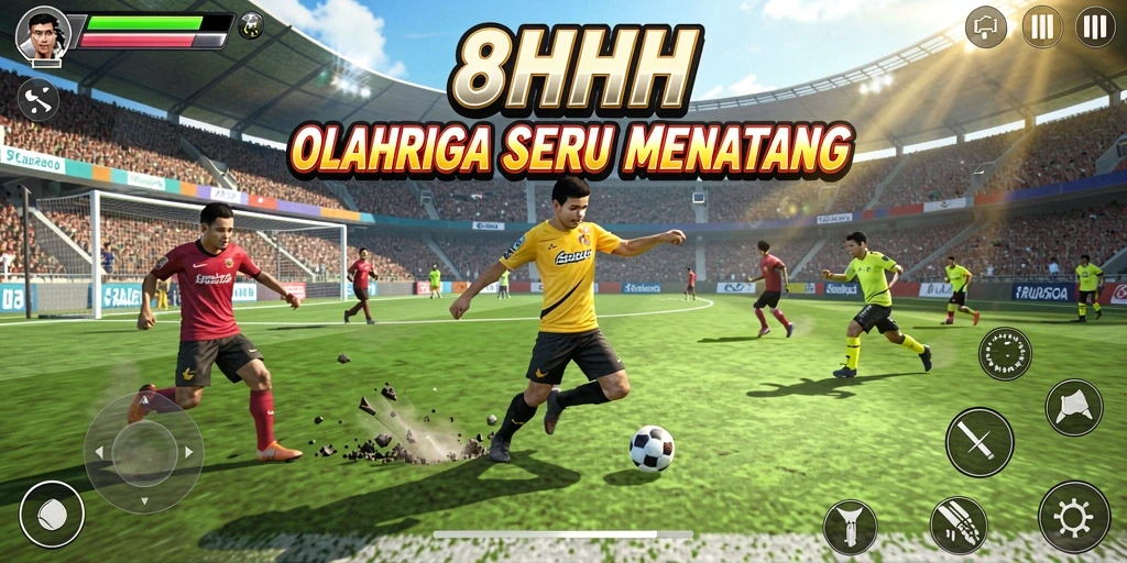 Tampilan gameplay seru di 8HHH dengan aksi olahraga yang mendebarkan.