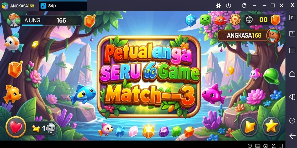 Tampilan menarik dari gameplay match-3 dalam ANGKASA168.