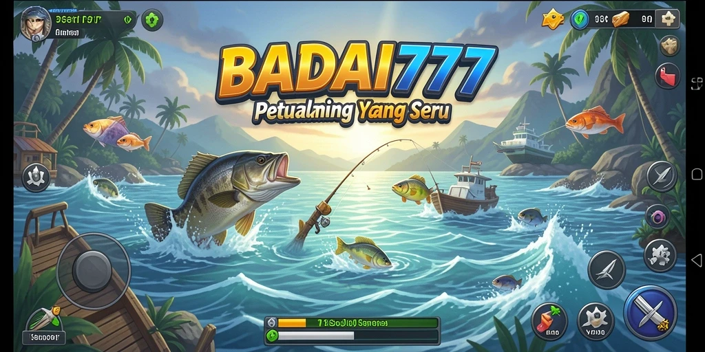 Tampilan gameplay BADAI777 yang mendebarkan saat menangkap ikan.