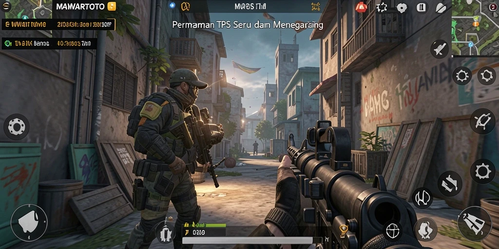 Tampilan gameplay menegangkan dari MAWARTOTO di dunia TPS.